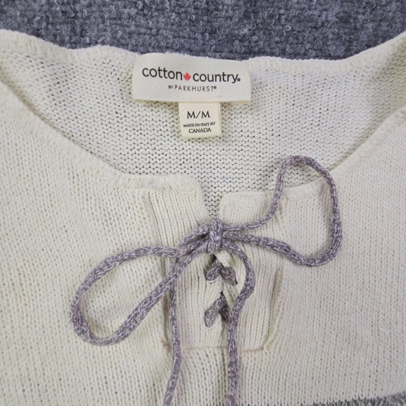Cotton Country Canada Hockey Knit Sweater Natural With Gray Womens Medium - Picture 5 of 6